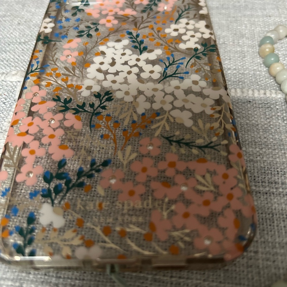 Apple Floral Clear Phone Case - iPhone 14Plus Black & Gold leopard Kate Spade